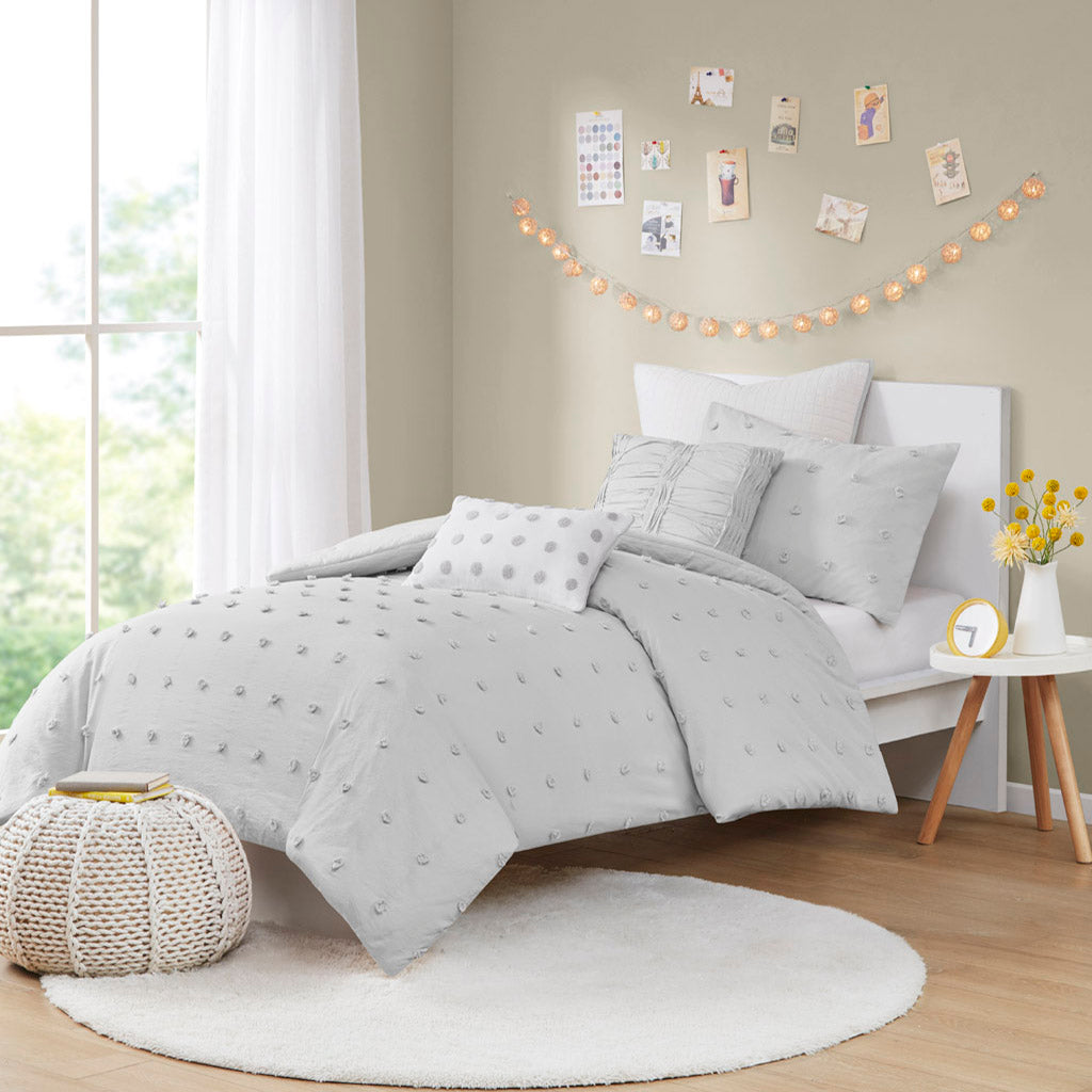 Brooklyn Cotton Jacquard Comforter Set with Euro Shams and Throw Pillows