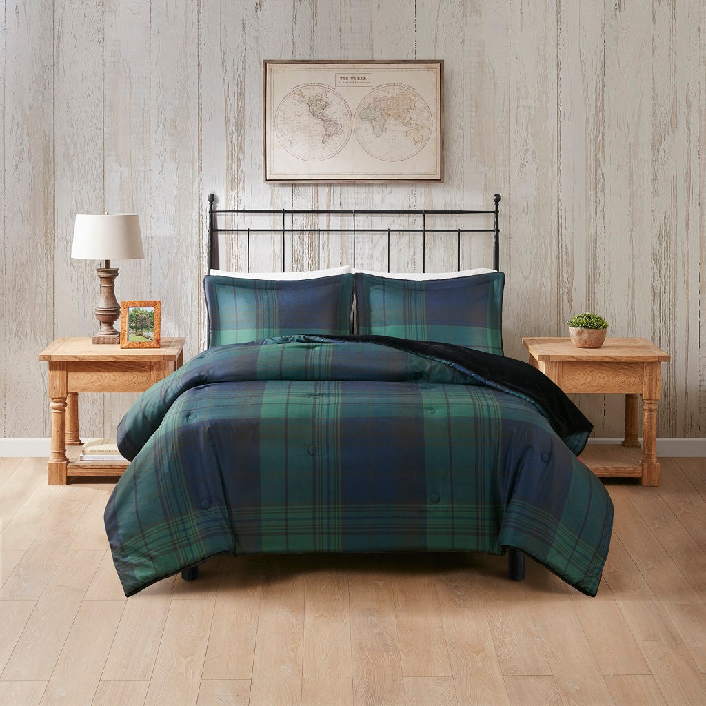 Bernston Faux Wool to Faux Fur Down Alternative Comforter Set