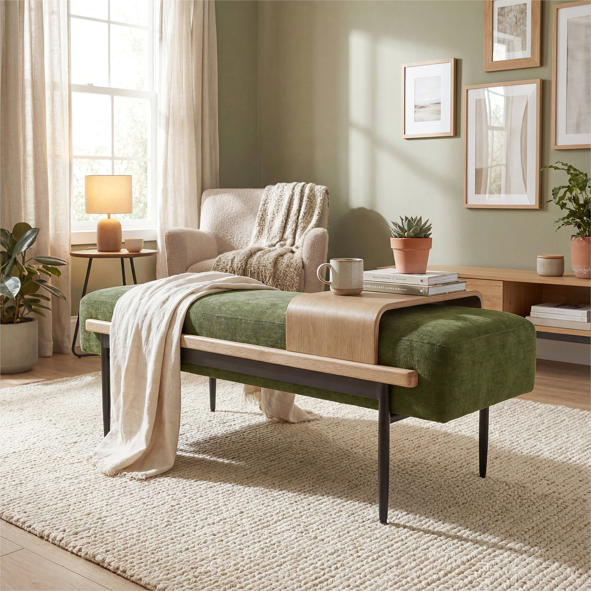 Cocktail Ottoman with slide tray