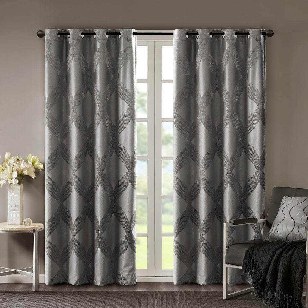 Bentley Ogee Knitted Jacquard Total Blackout Curtain Panel