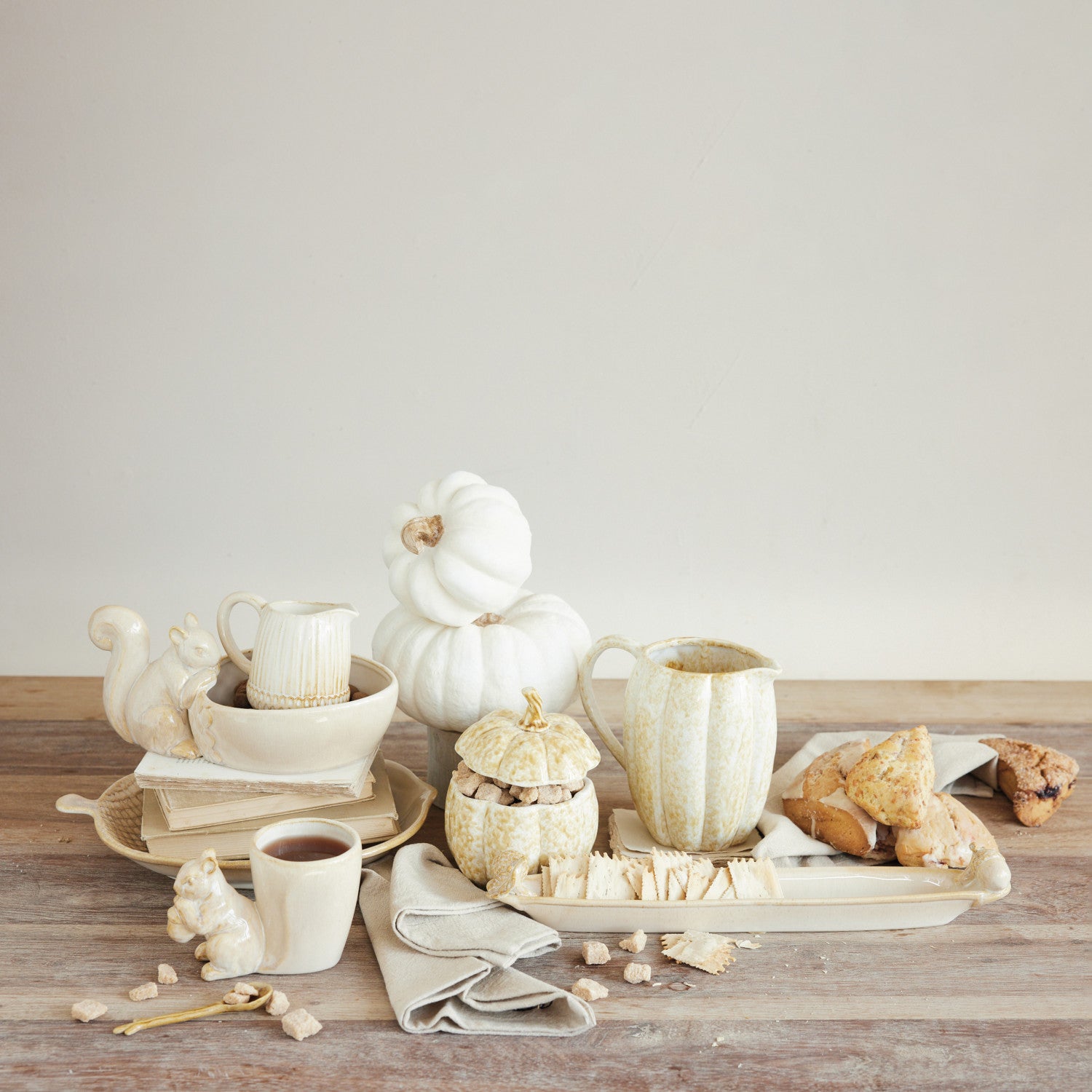 Stoneware Pumpkin Container