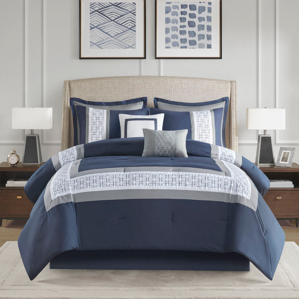 Powell Embroidered 8 Piece  Comforter Set