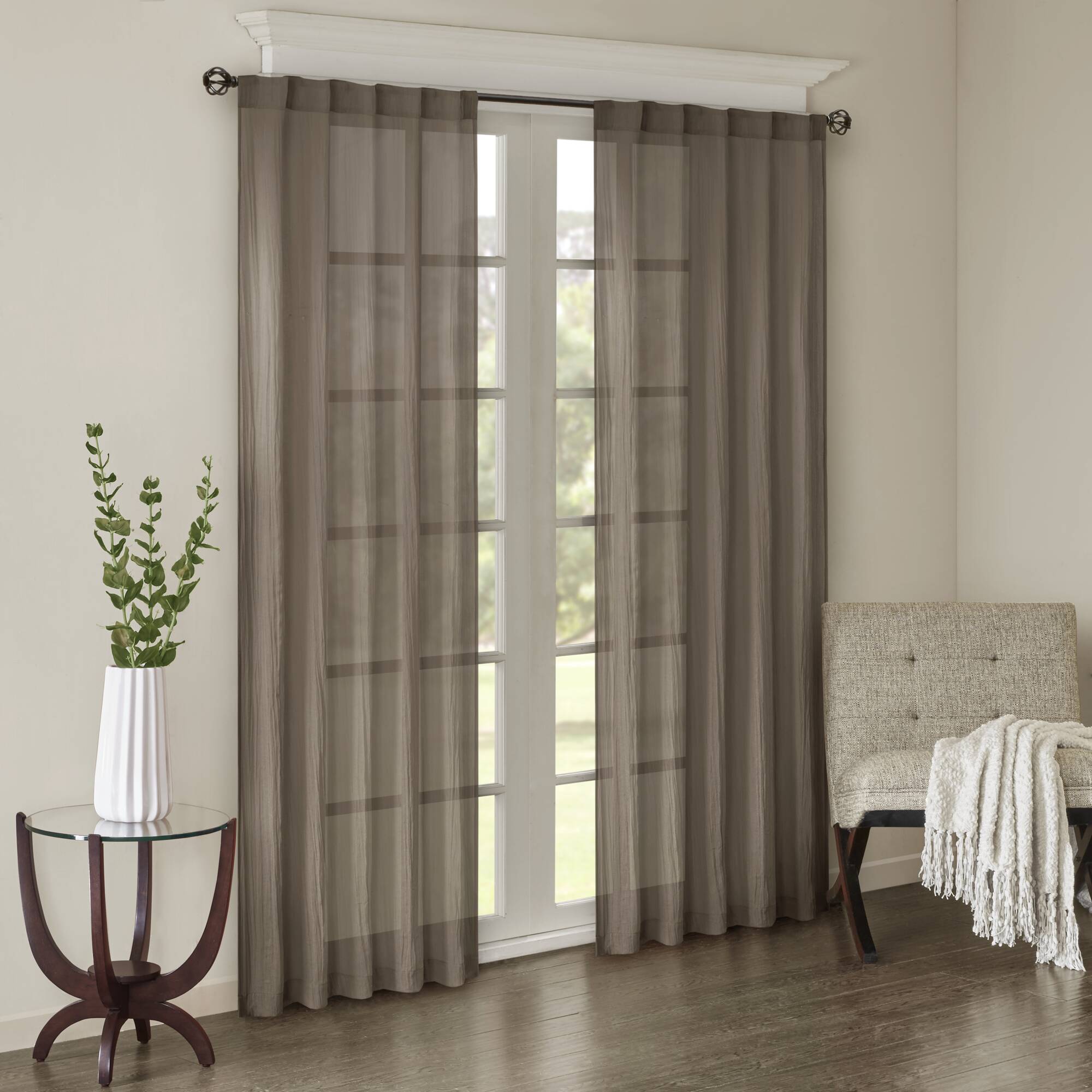 Harper Solid Crushed Curtain Panel Pair