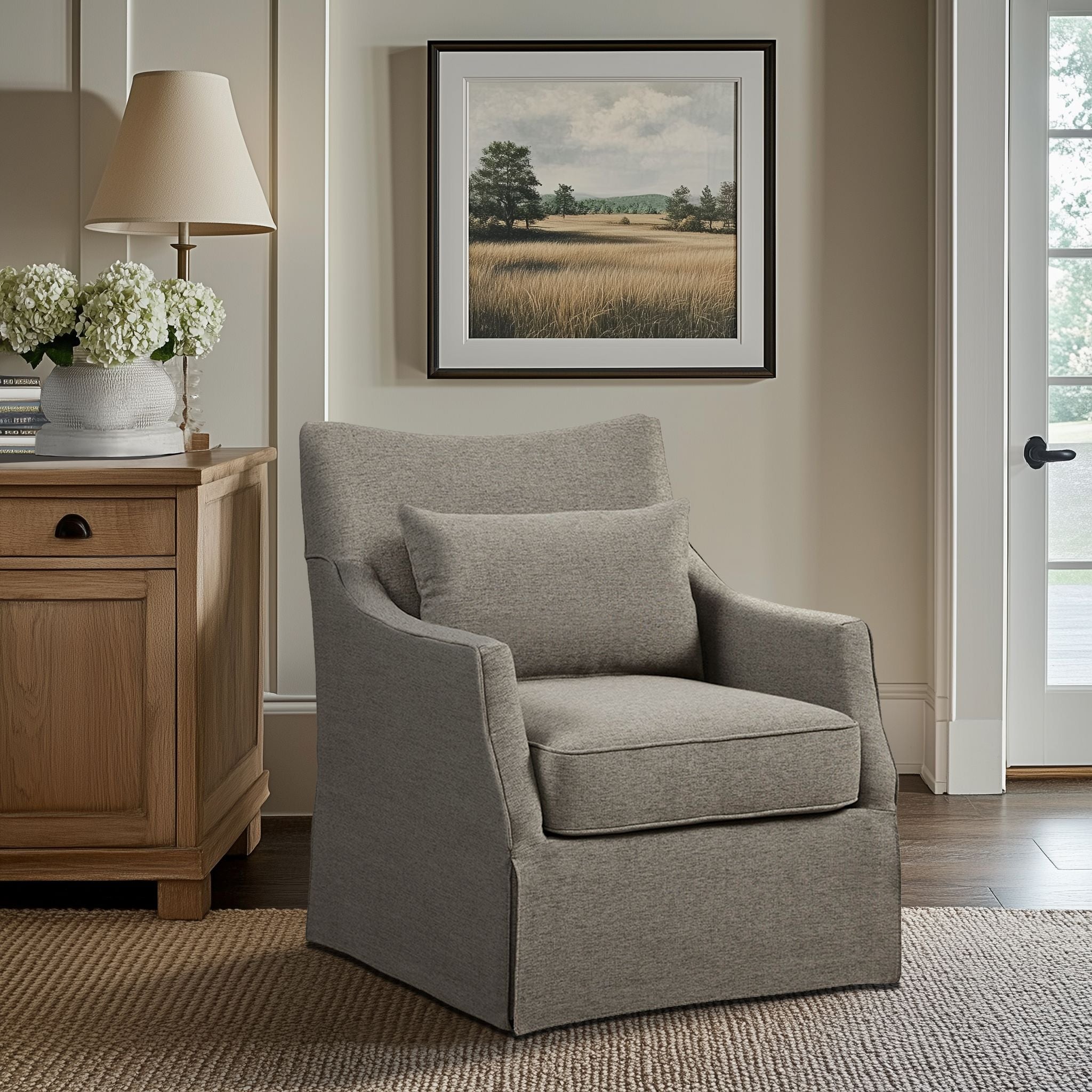 London Skirted Swivel Chair