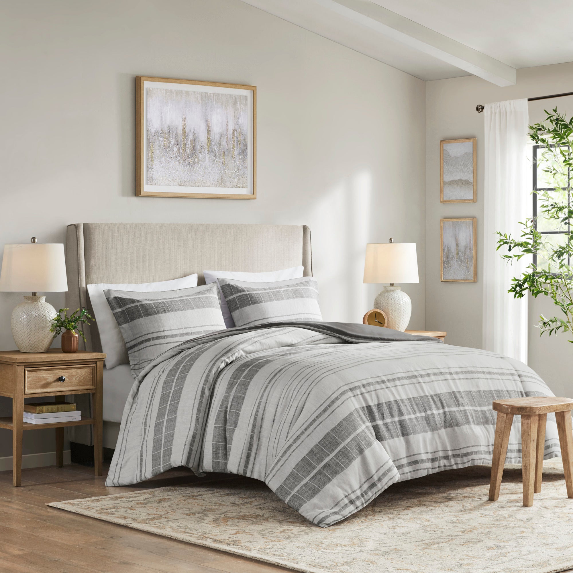 Rhodes 6 Piece Herringbone Duvet Cover Set