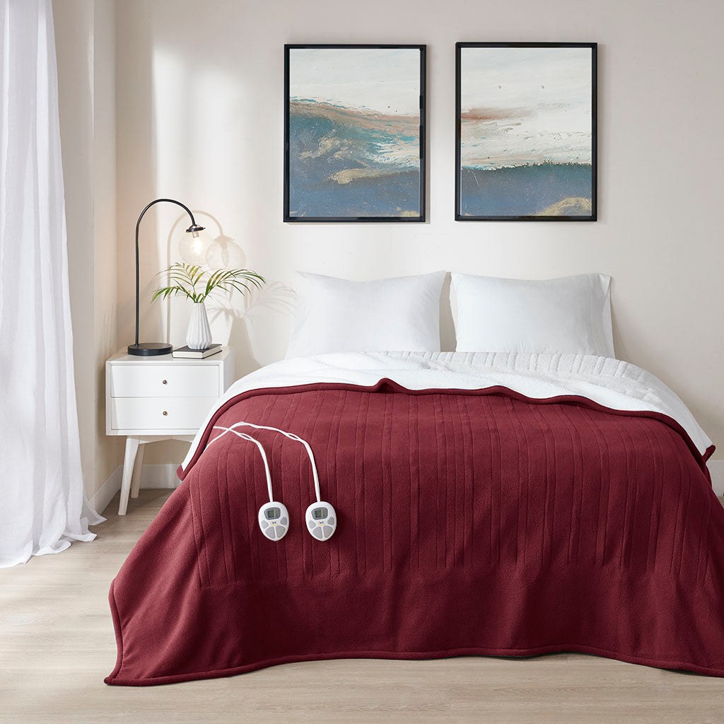 Fleece to Sherpa Heated Throw
