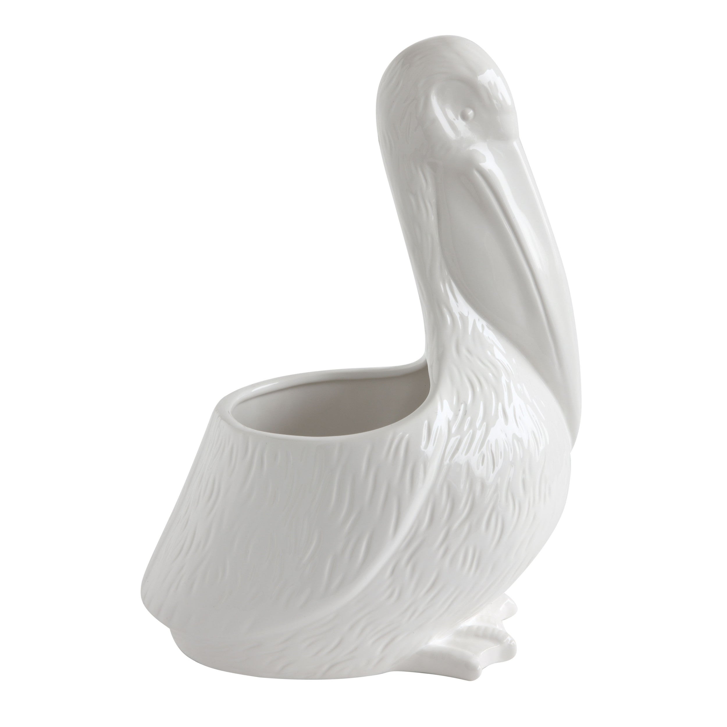White Ceramic Pelican Planter