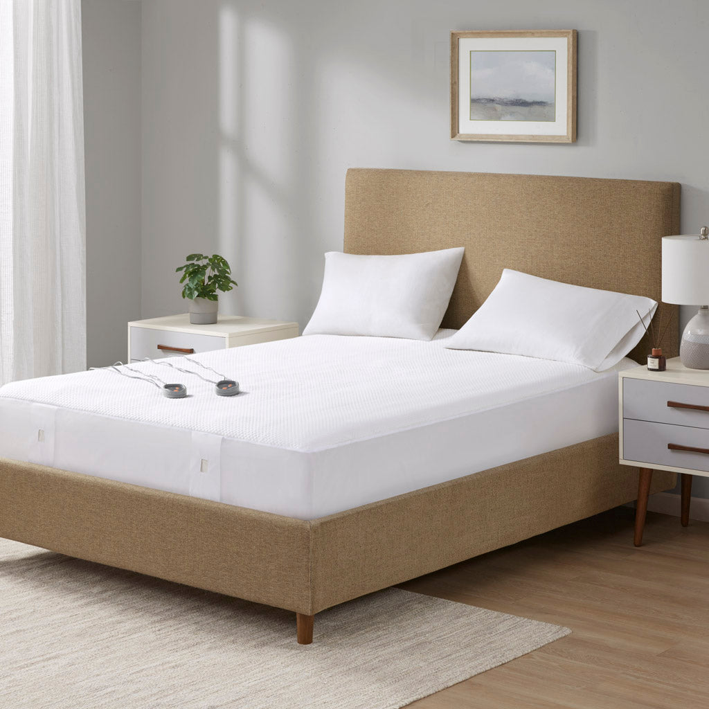 Cool Touch Cotton Deep Pocket Heated Mattress Pad-20 Heat Settings
