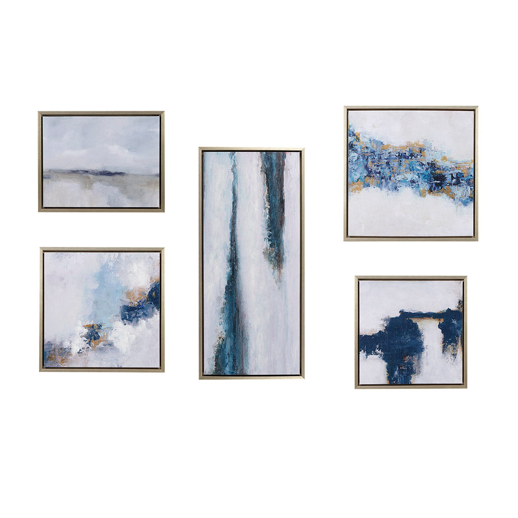 Blue Drift Abstract Landscape Framed Canvas Wall Art
