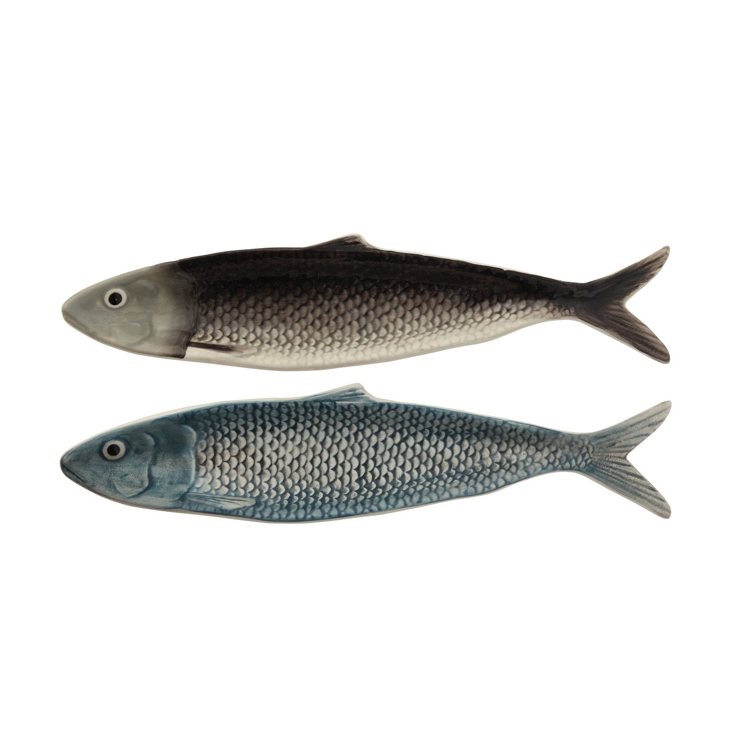 Hand Painted Ceramic Sardine Plates (S/2)