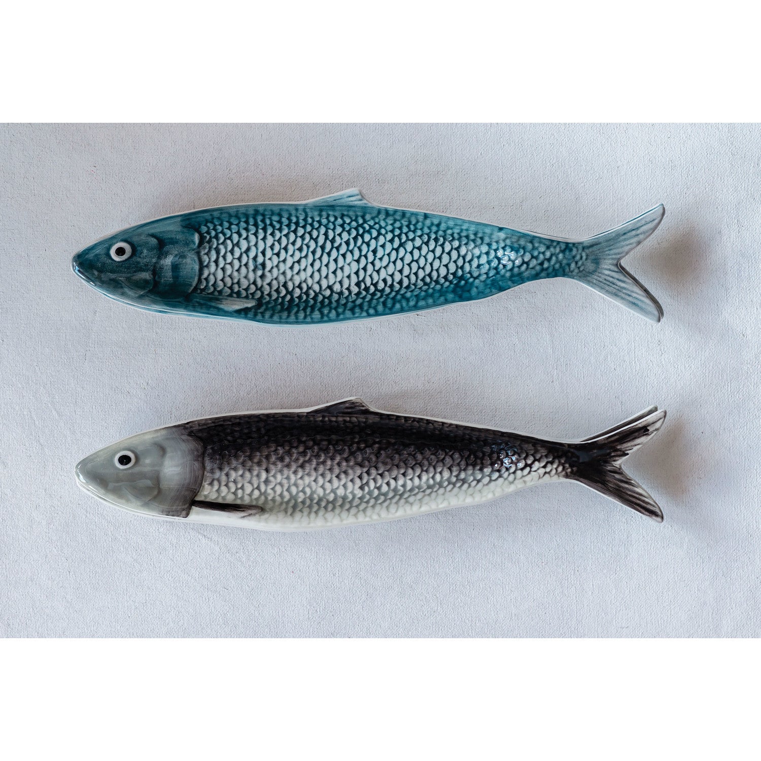 Hand Painted Ceramic Sardine Plates (S/2)