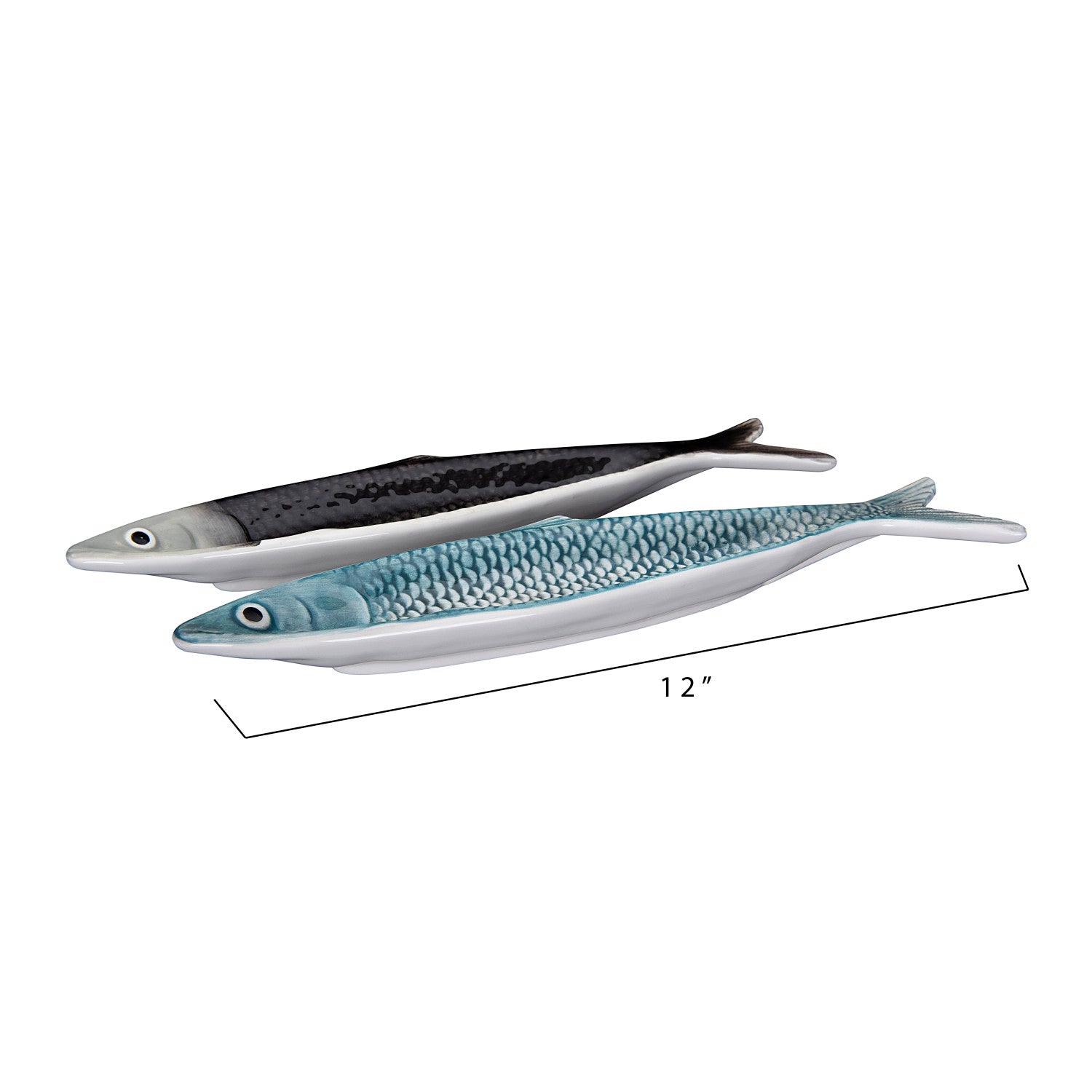 Hand Painted Ceramic Sardine Plates (S/2)