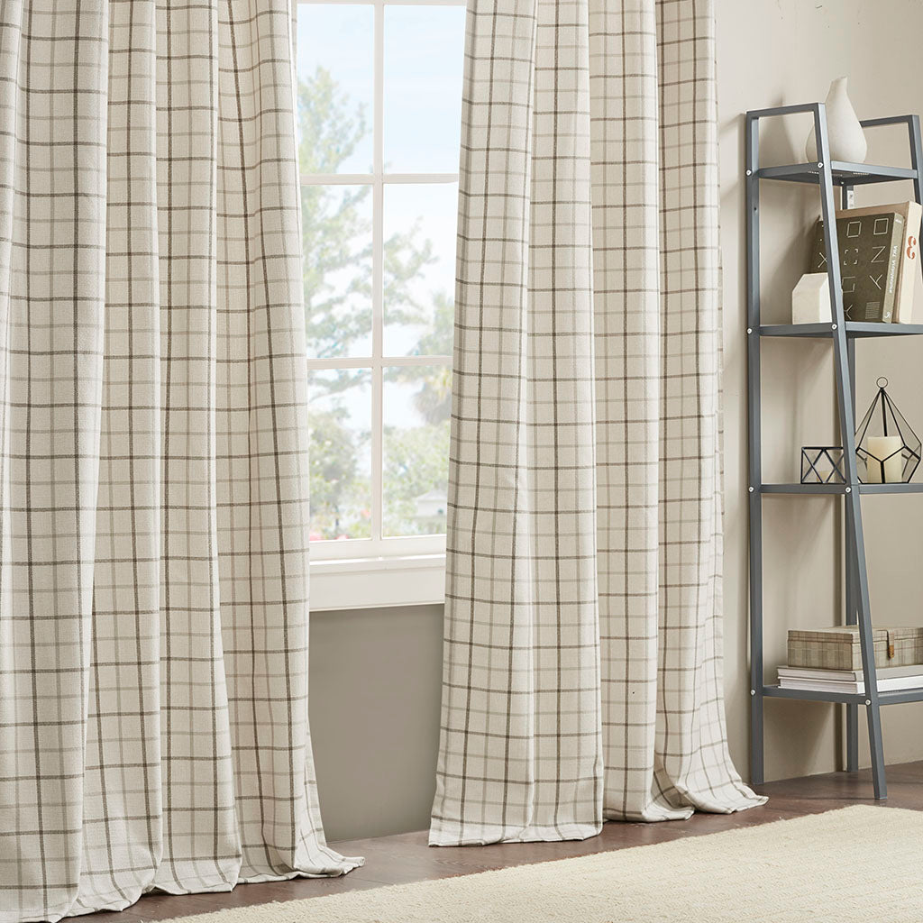Anaheim Plaid Rod Pocket and Back Tab Curtain Panel with Fleece Lining