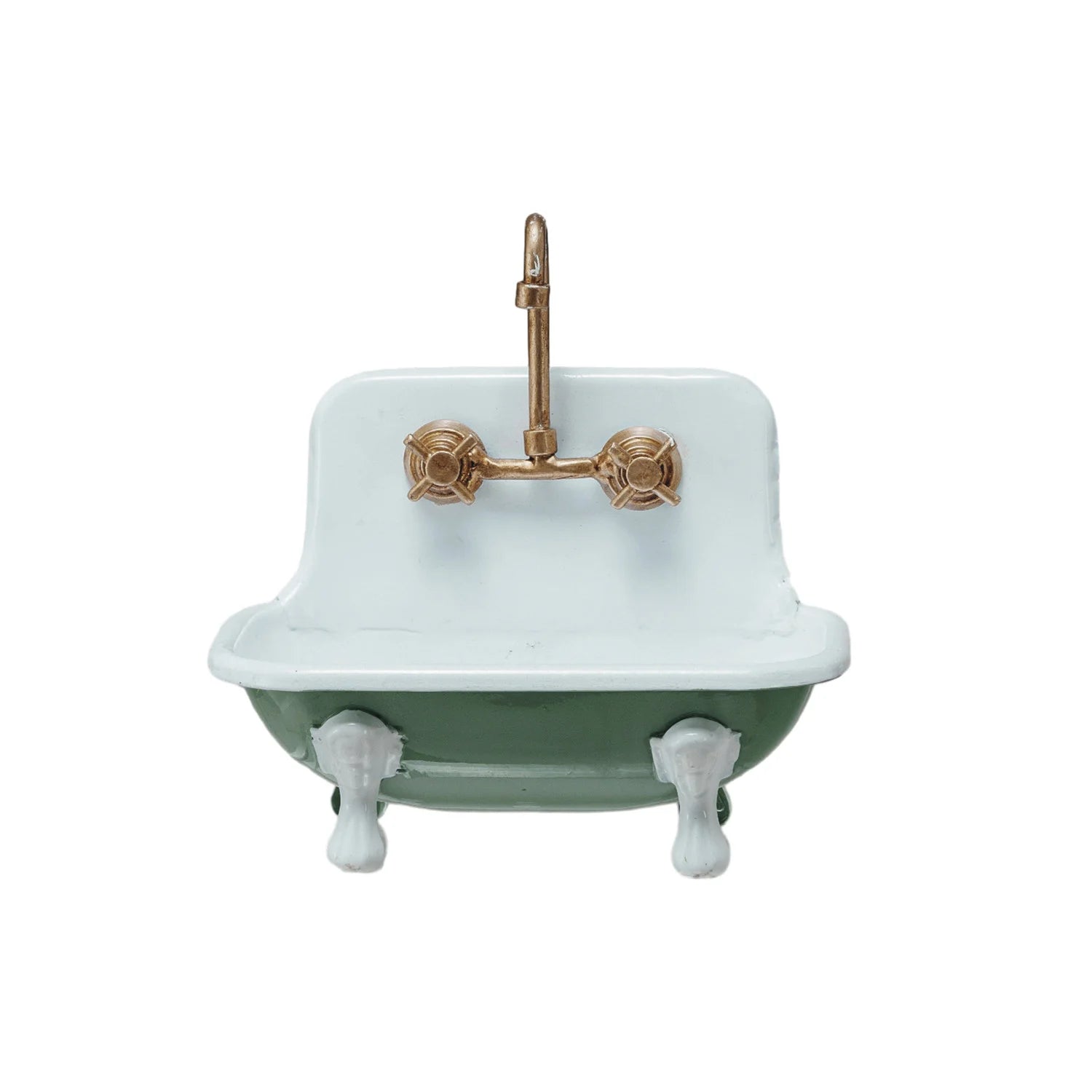 Metal Sink Shaped Soap Dish w Faucet