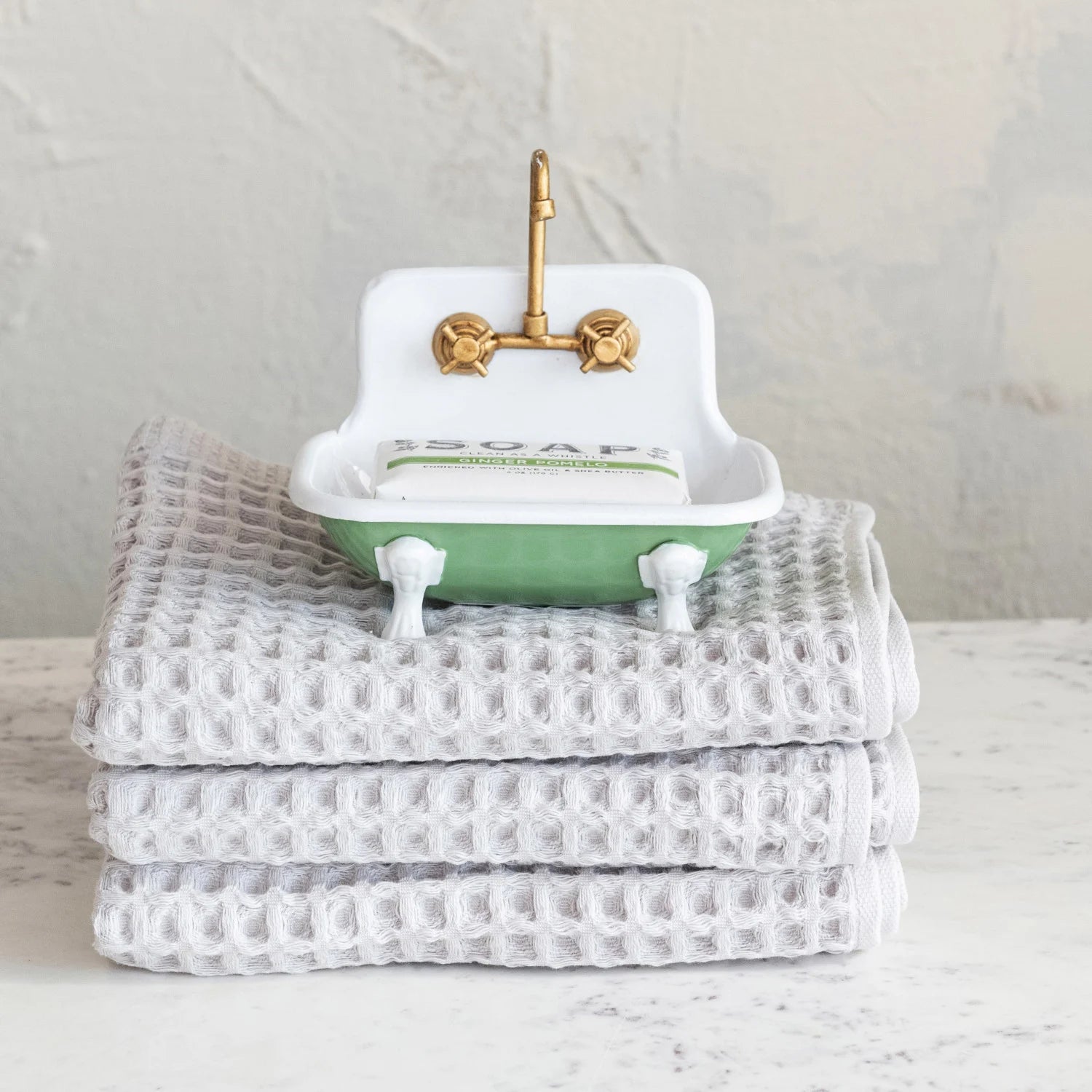 Metal Sink Shaped Soap Dish w Faucet