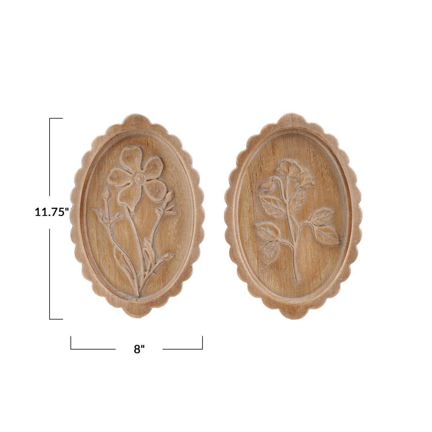 Wood Scalloped Floral Wall Decor