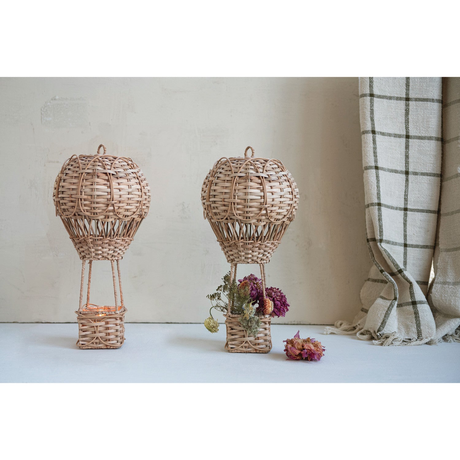 Rattan Hot Air Balloon Tealight Holder