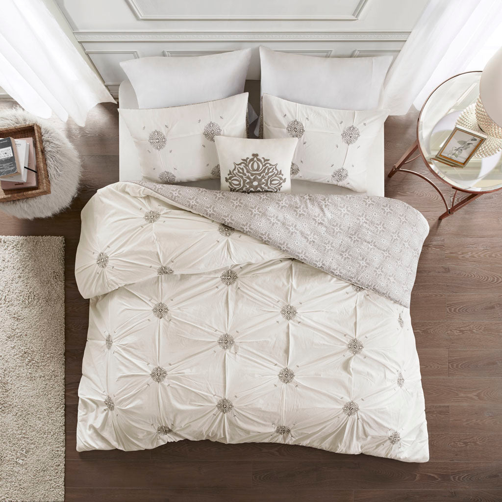 Malia 3 Piece Pintuck Duvet Cover Set