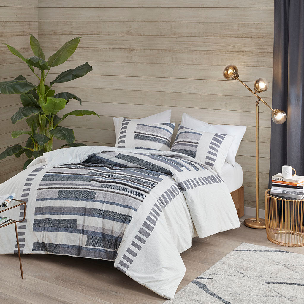 Serena 3 Piece Striped Cotton Comforter Set