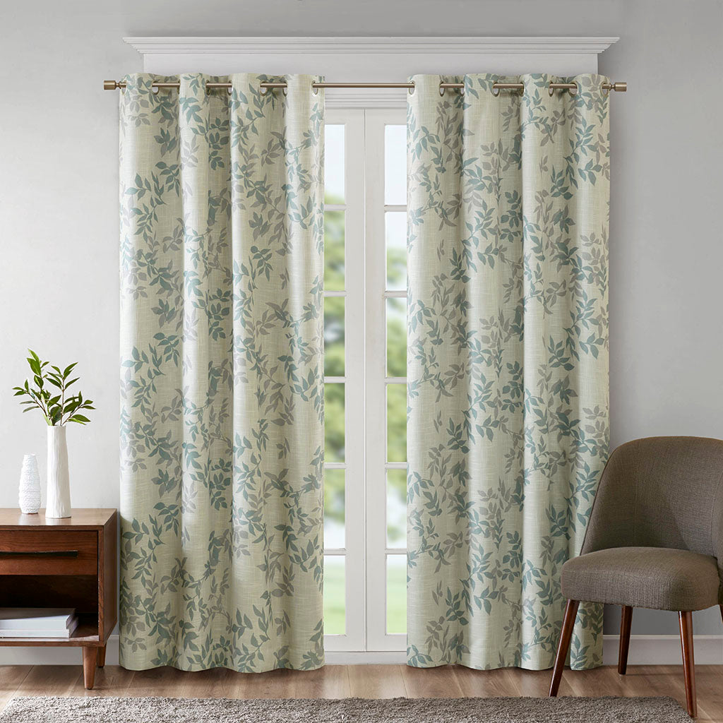 Julie Printed Heathered Blackout Grommet Top Curtain Panel