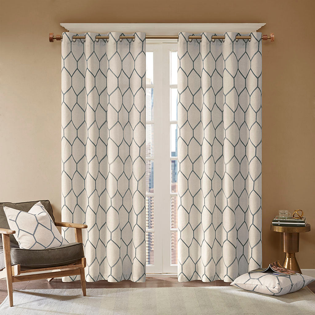Brooklyn Metallic Geo Embroidered Curtain Panel