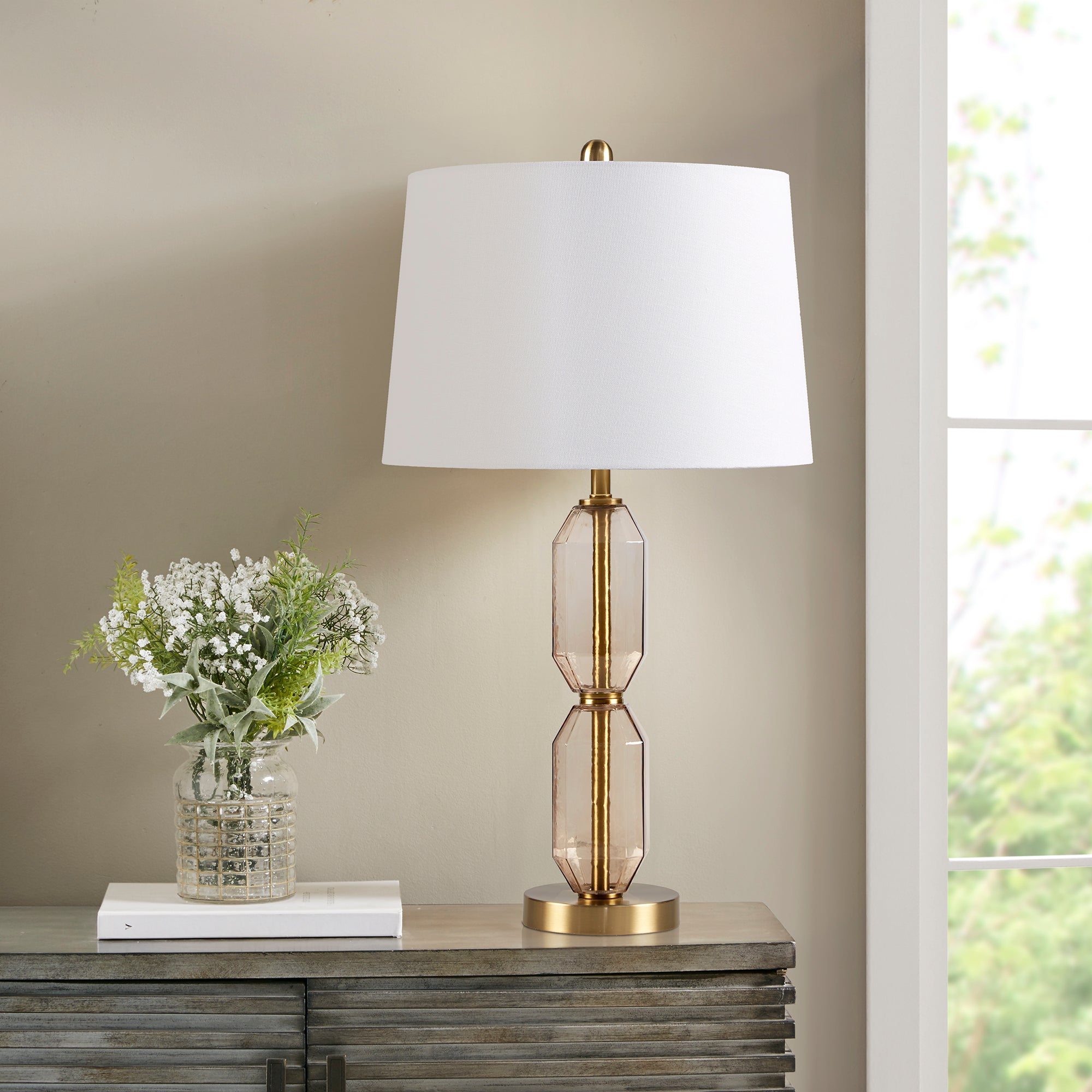 Zirconia Faceted Green Glass Table Lamp