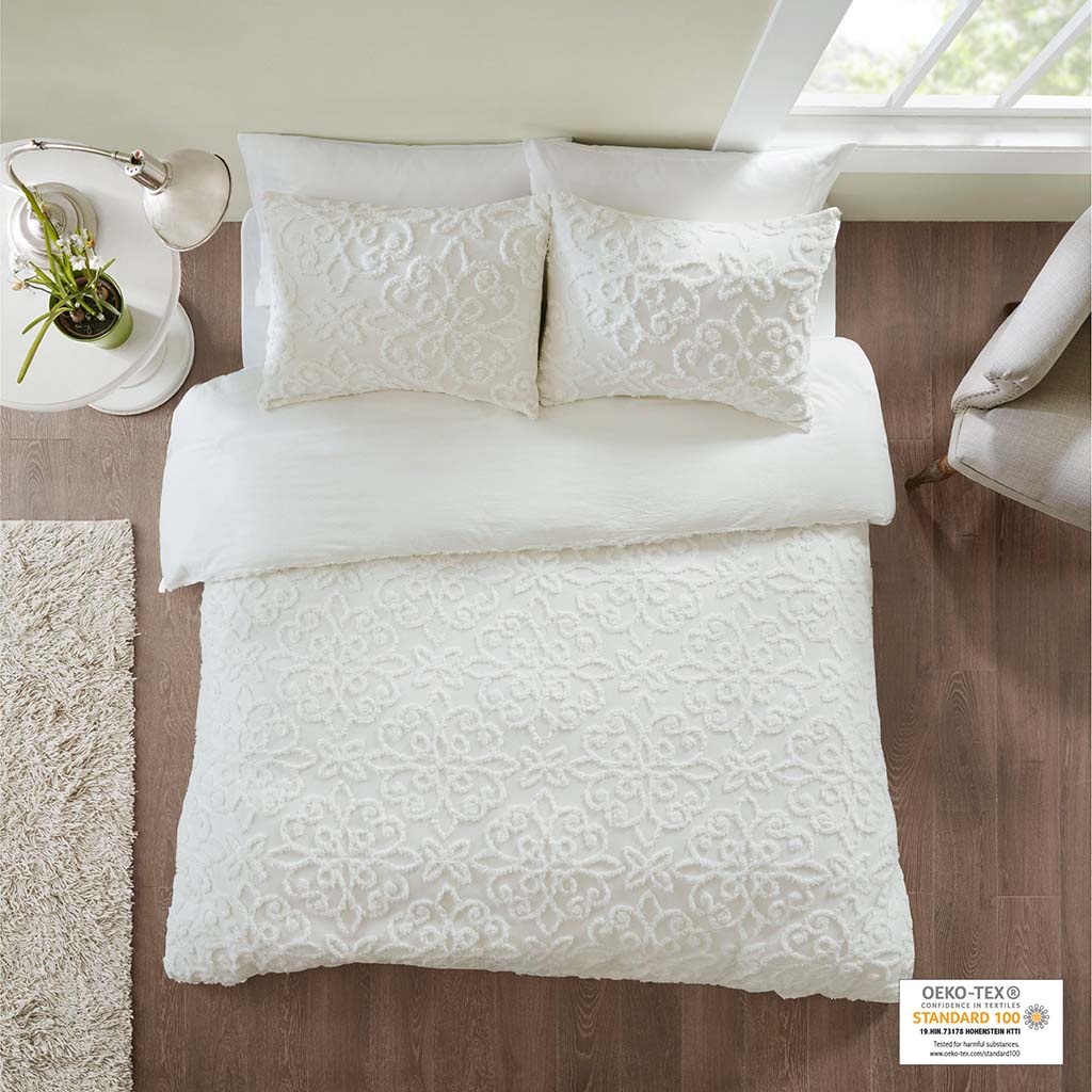 Sabrina 3 Piece Tufted Cotton Chenille Duvet Cover Set