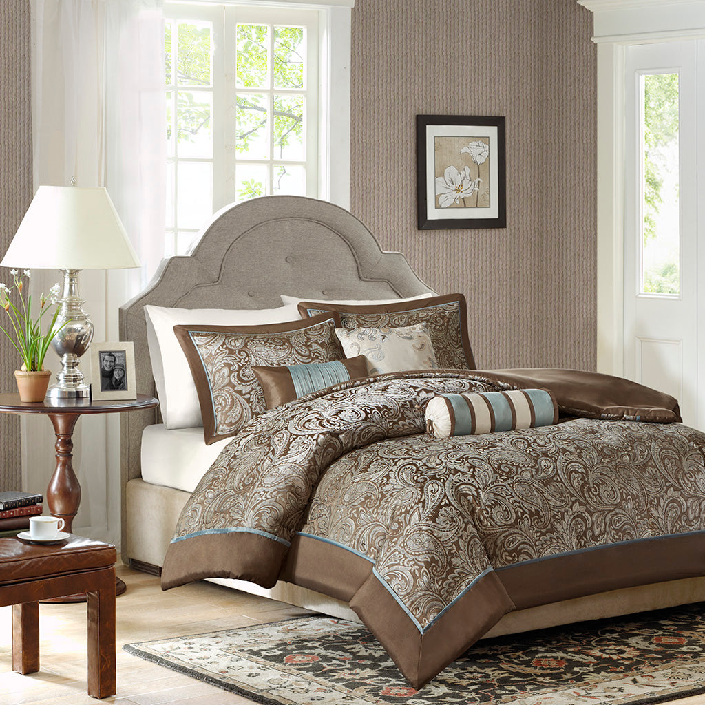 Aubrey 3 Piece Tufted Cotton Chenille Palm Duvet Cover Set