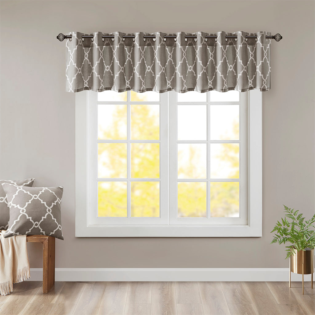 Saratoga Fretwork Print Grommet Top Window Valance
