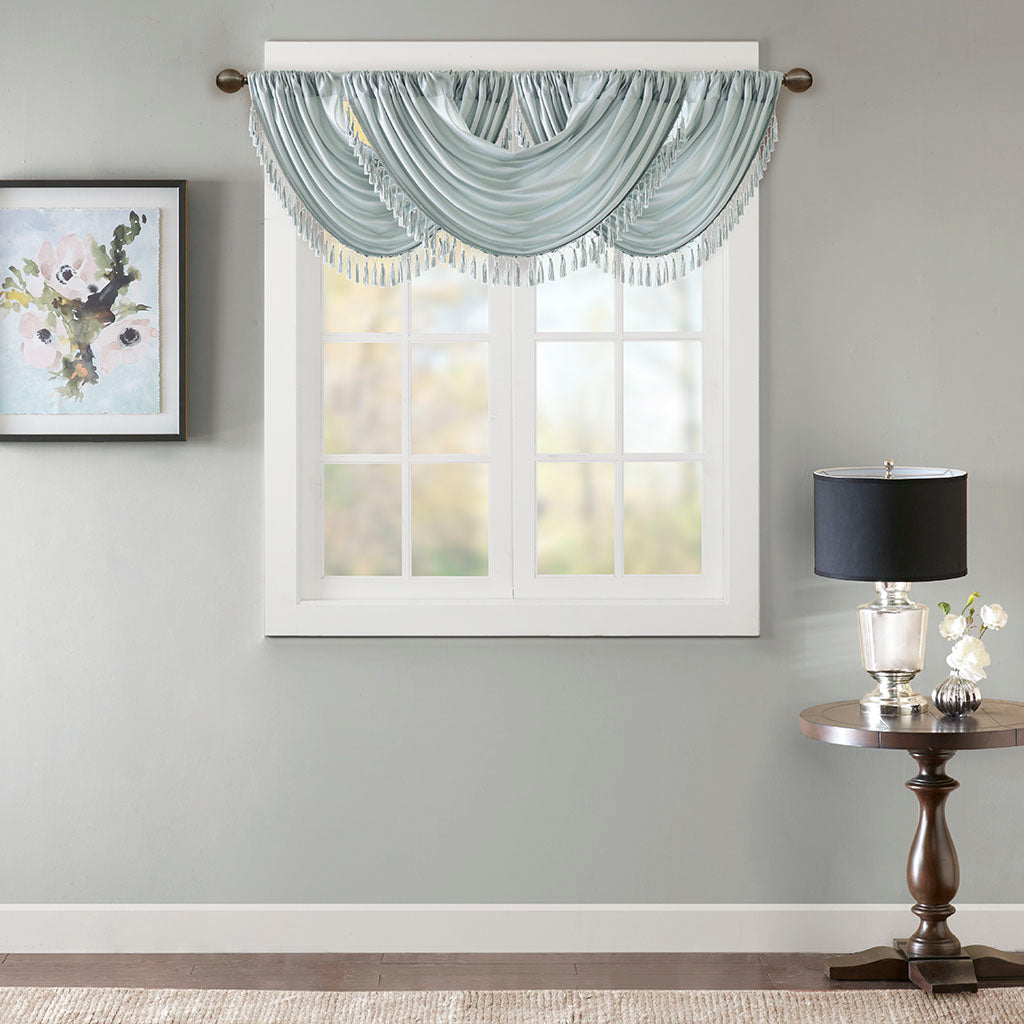 Elena Faux Silk Waterfall Embellished Valance