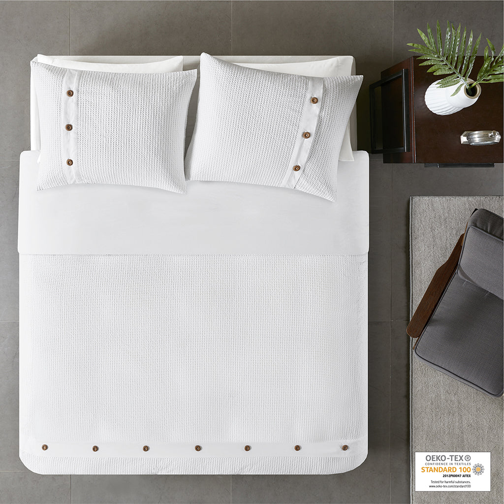 Finley 3 Piece Cotton Waffle Weave Duvet Cover Set