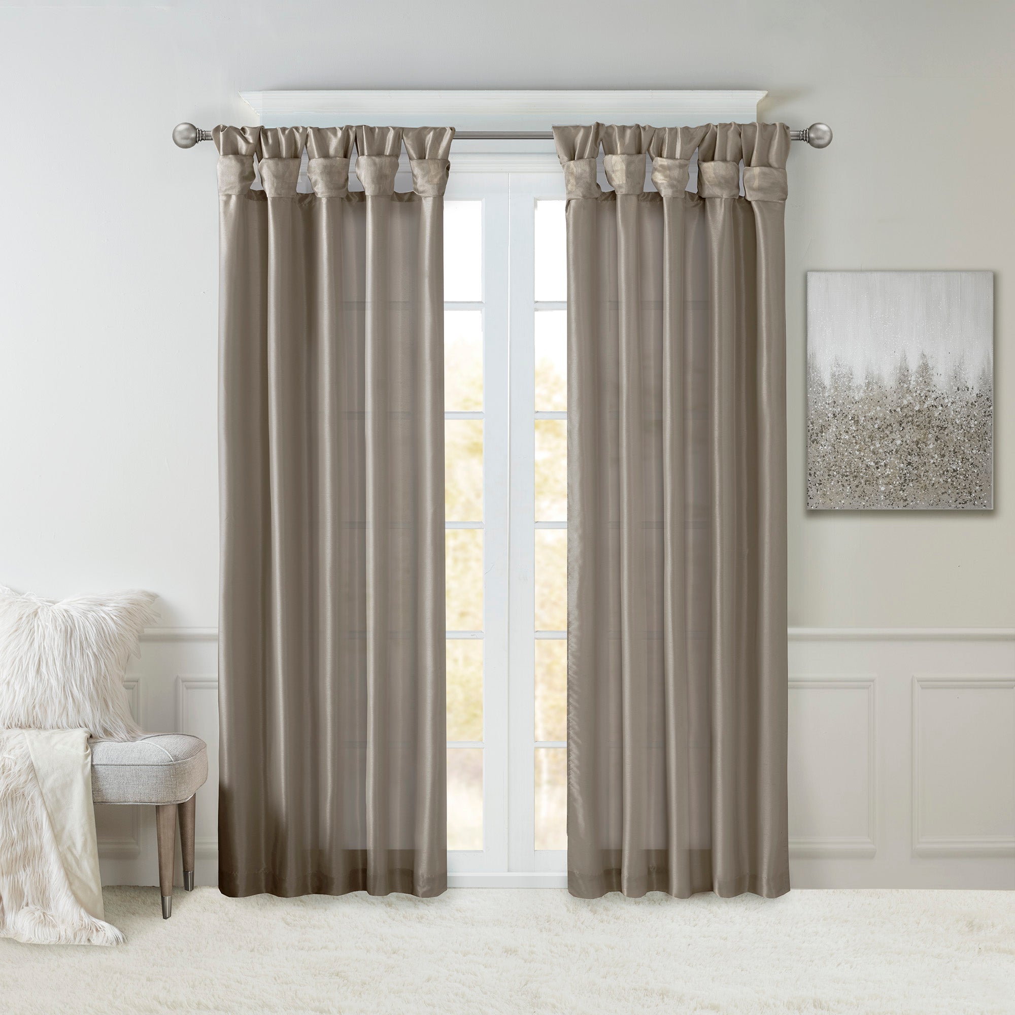 Emilia Twist Tab Lined Window Curtain Panel