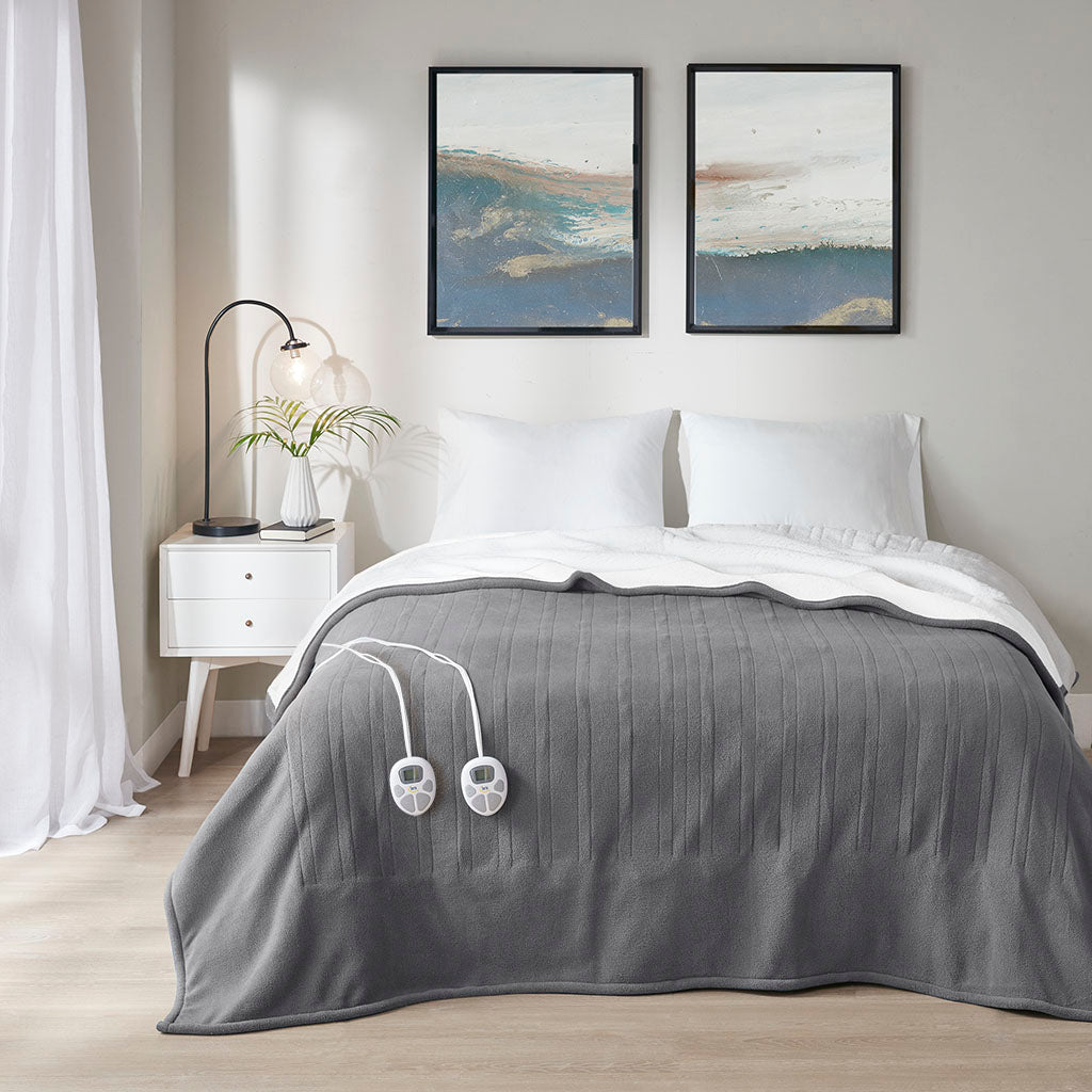 Fleece to Sherpa Heated Blanket