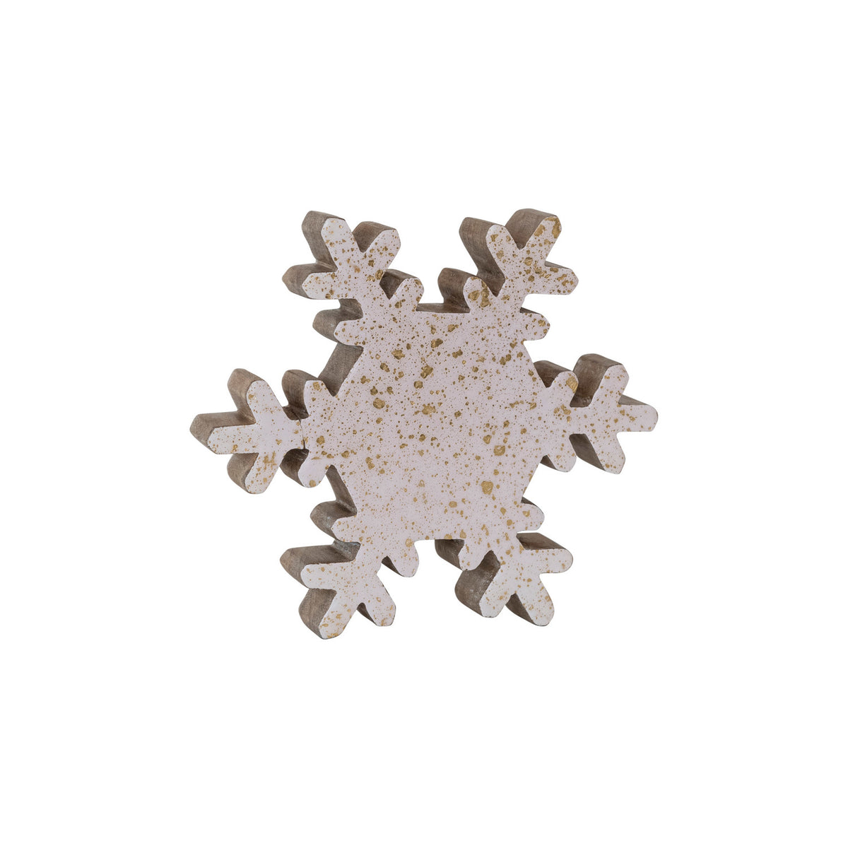 Wood Snowflake w Gold Foil (L)