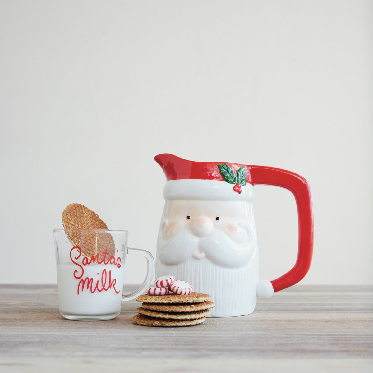 Heavy Santa's Milk Glass Mug