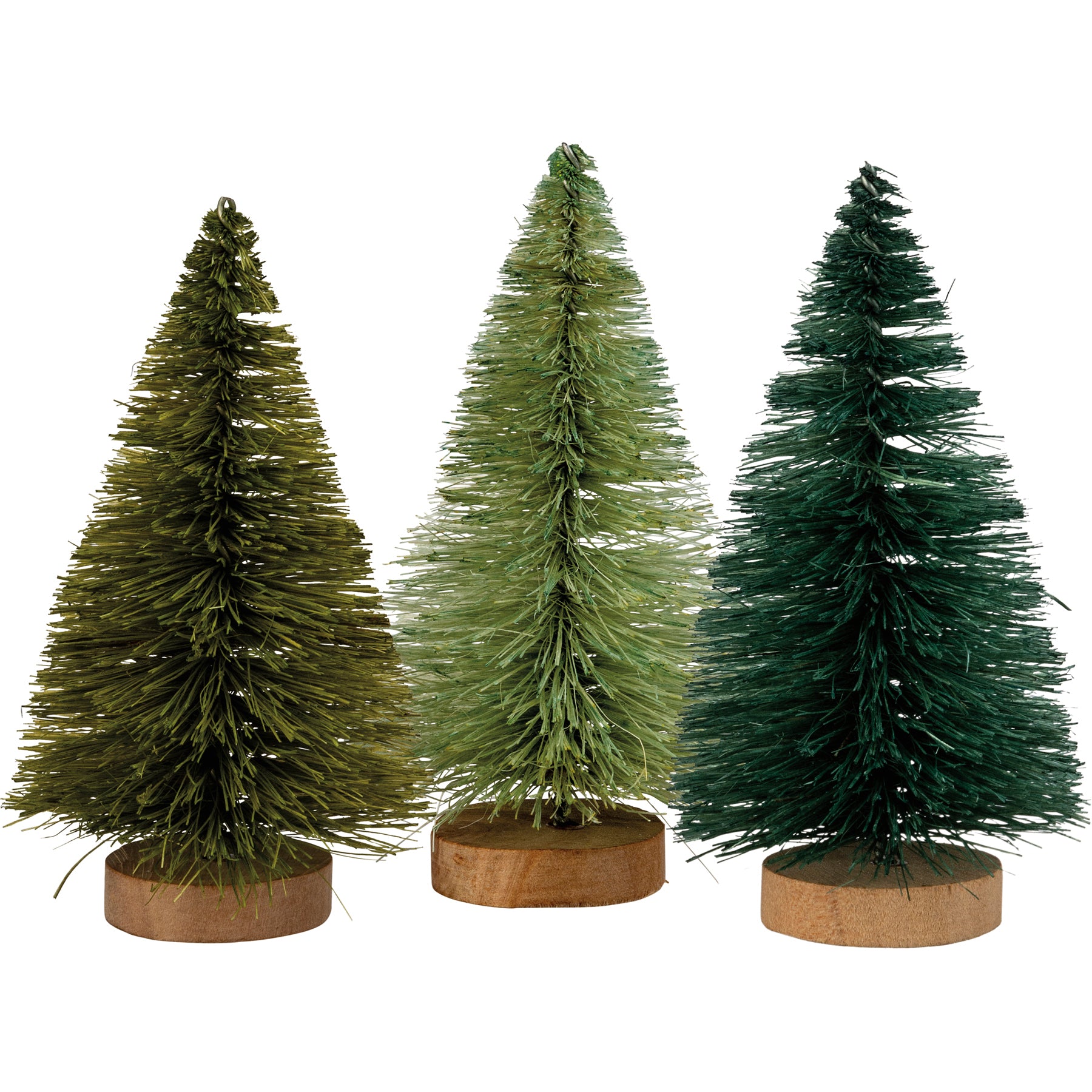 Bottle Brush Trees - Green Hues (S/3)