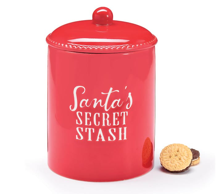 Santa's Secret Stash Ceramic Cookie Jar