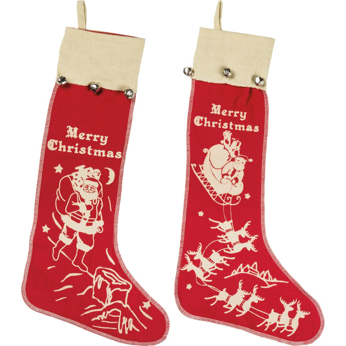 Vintage Santa Fabric Stockings (S/2)
