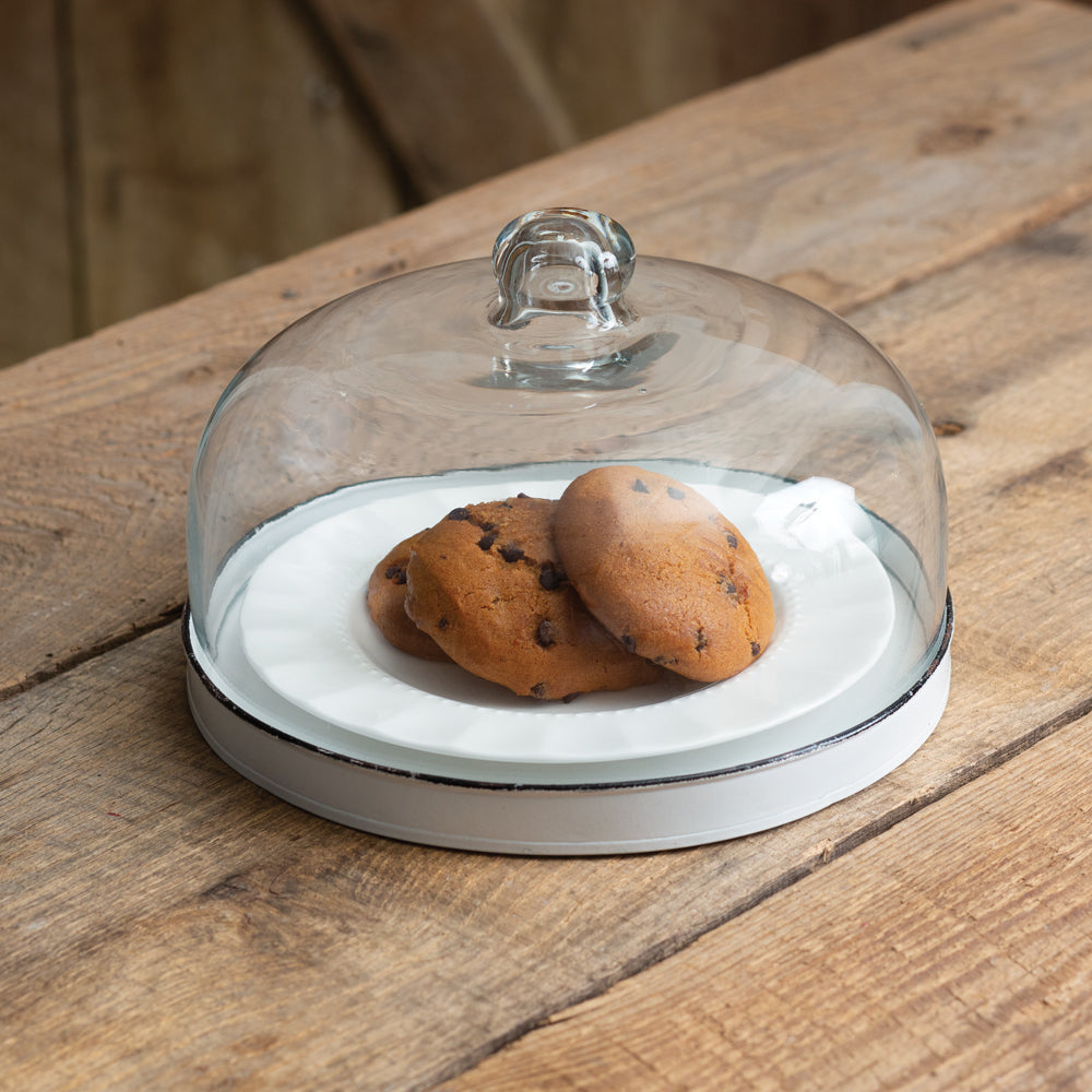 White Dessert Tray w/ Cloche