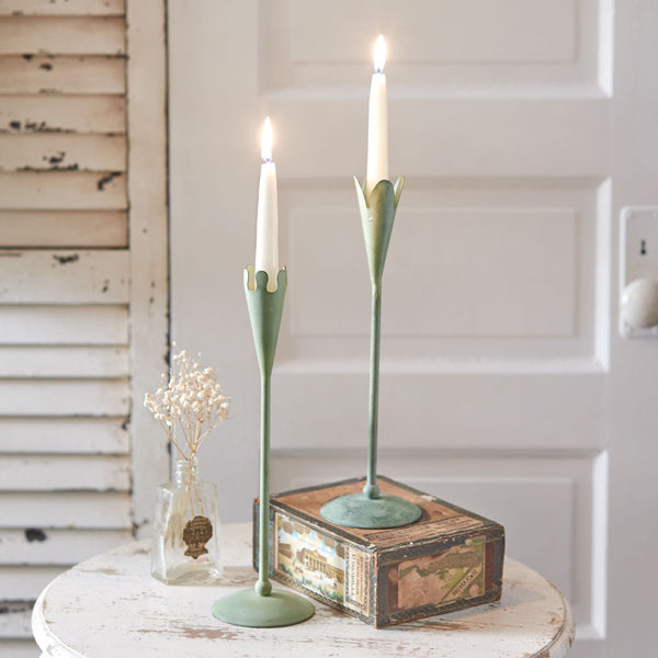 Verdigris Taper Candle Holders (S/2)