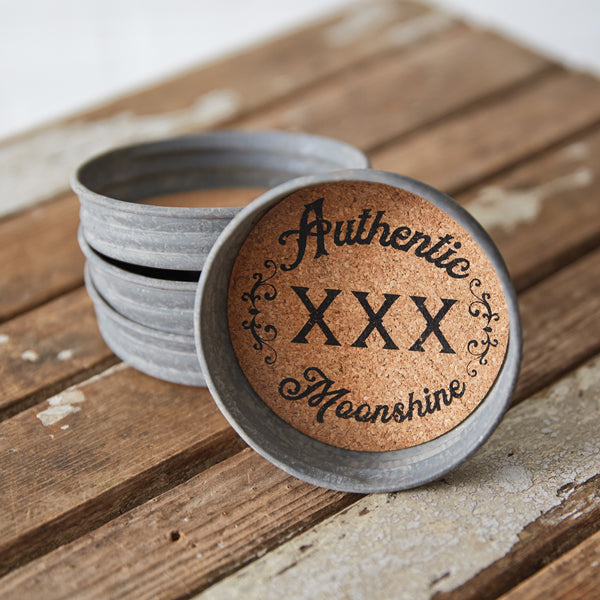 Mason Jar Lid Coaster - Authentic Moonshine - Box of 4