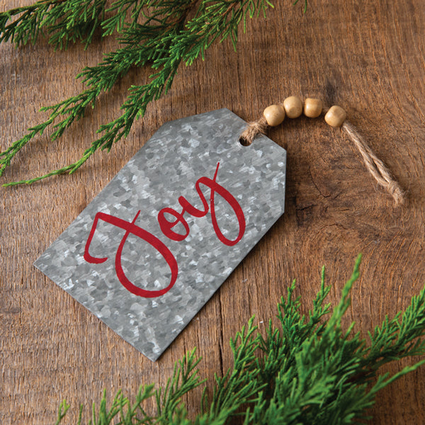 Joy Metal Tag Ornament (S/4)