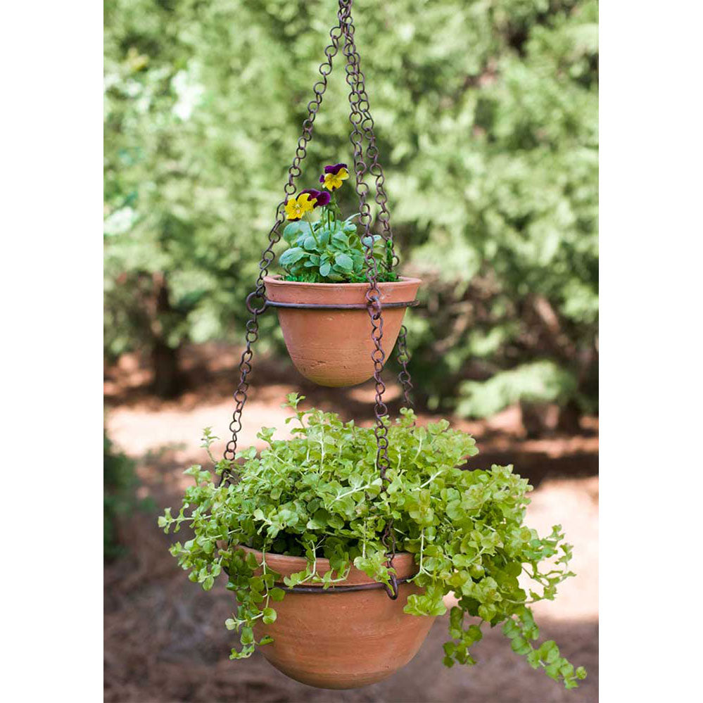 Two-Tier Hanging Terra Cotta Pot (5609897558173)
