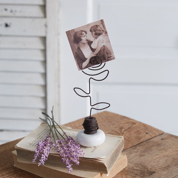 Vintage Doorknob Photo Holder - Rose (S/2)