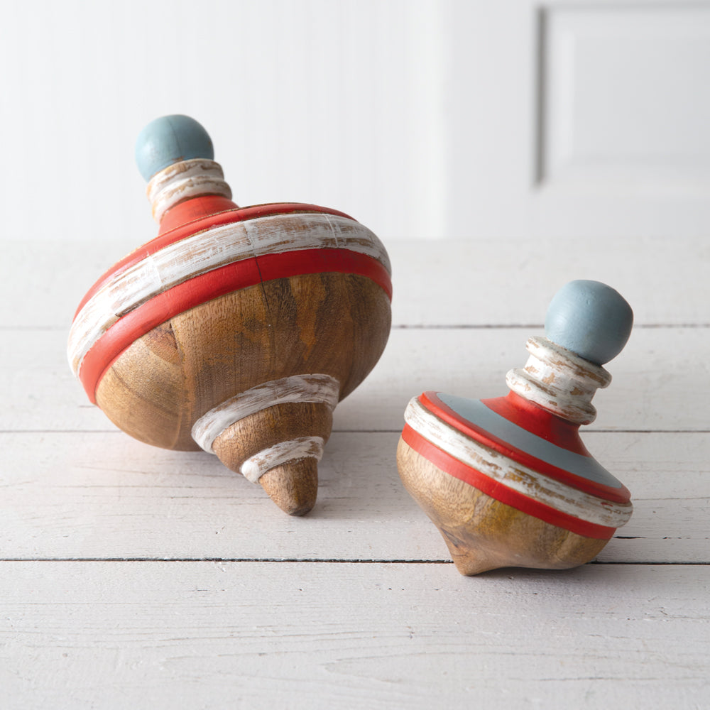 Decorative Wooden Tops (S/2)