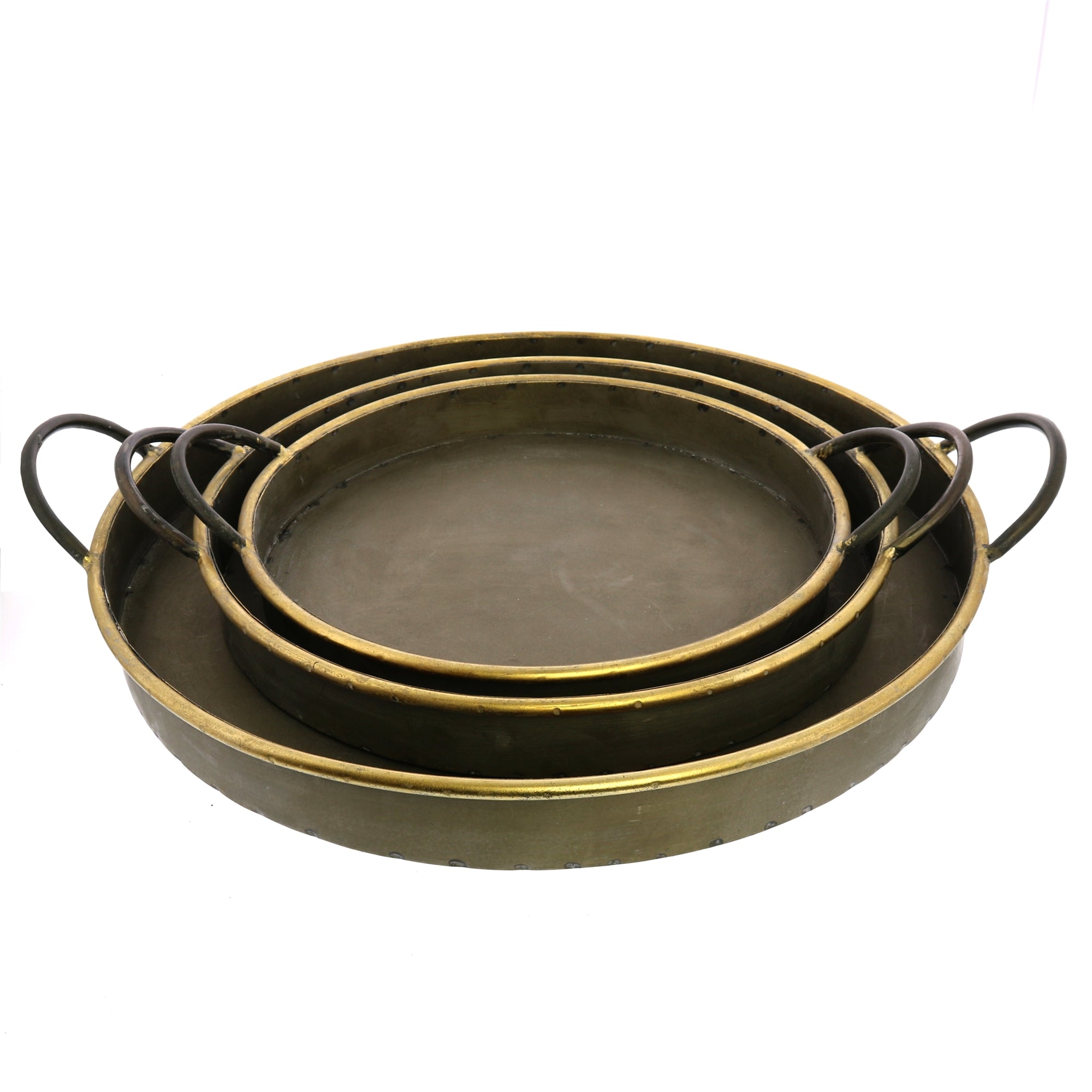 ARCHER Antique Brass GALVANIZED TRAYS (S/3)