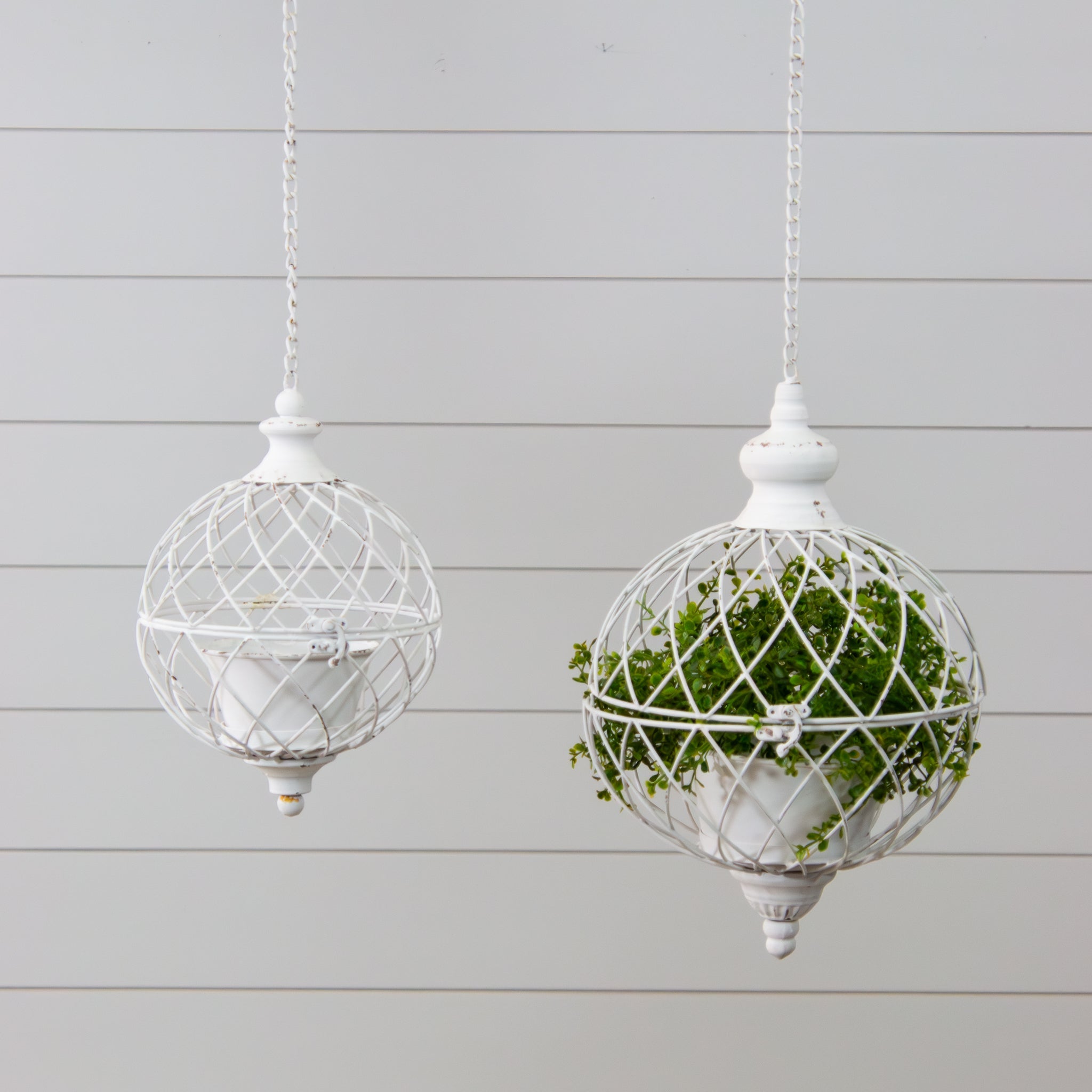 White Metal Hanging Planters