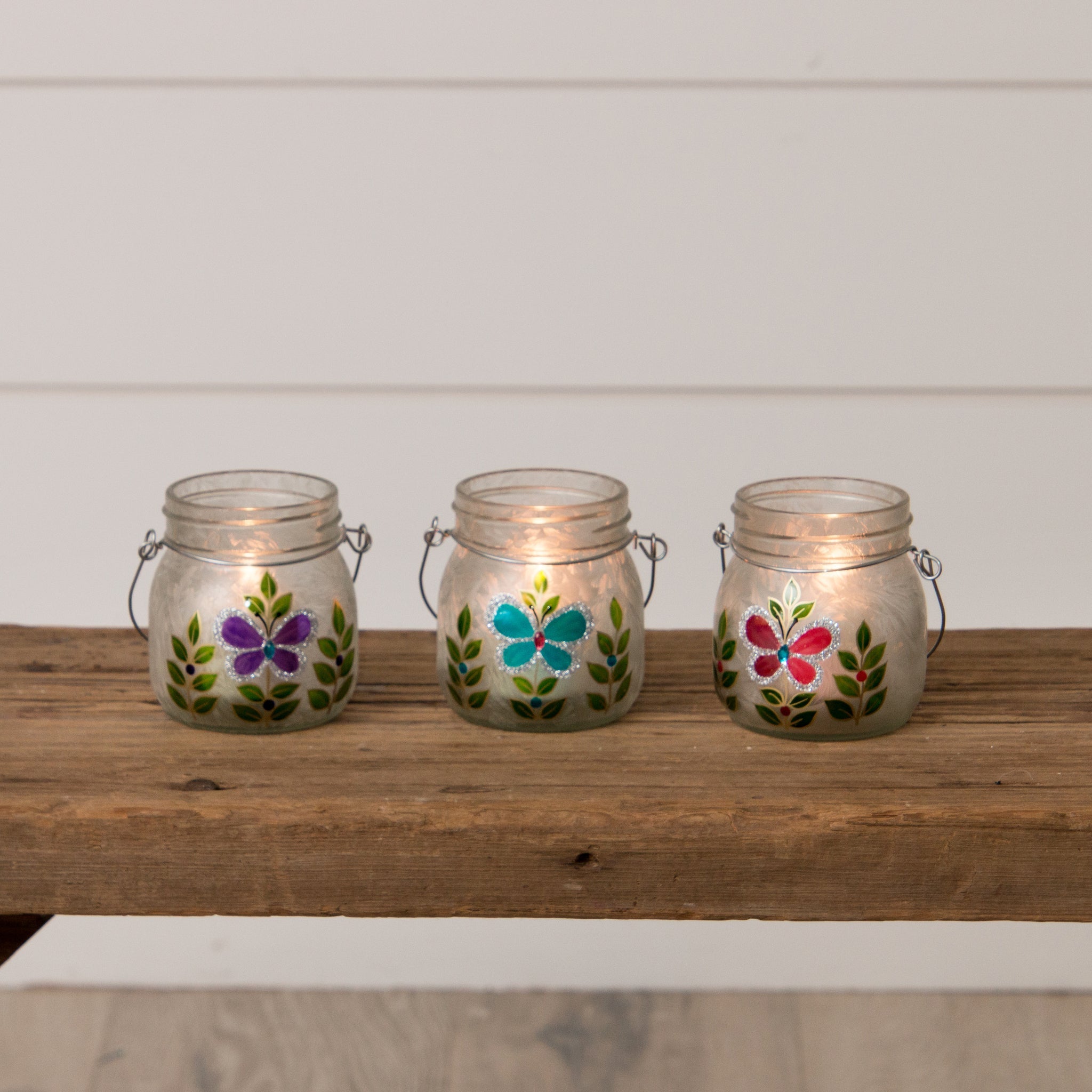 Frosted Glass Jars - Asstd Butterflies