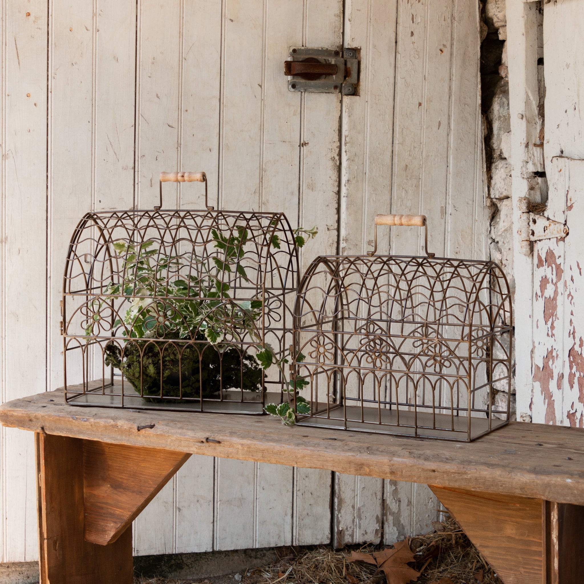 Metal Flower Scroll Green Houses