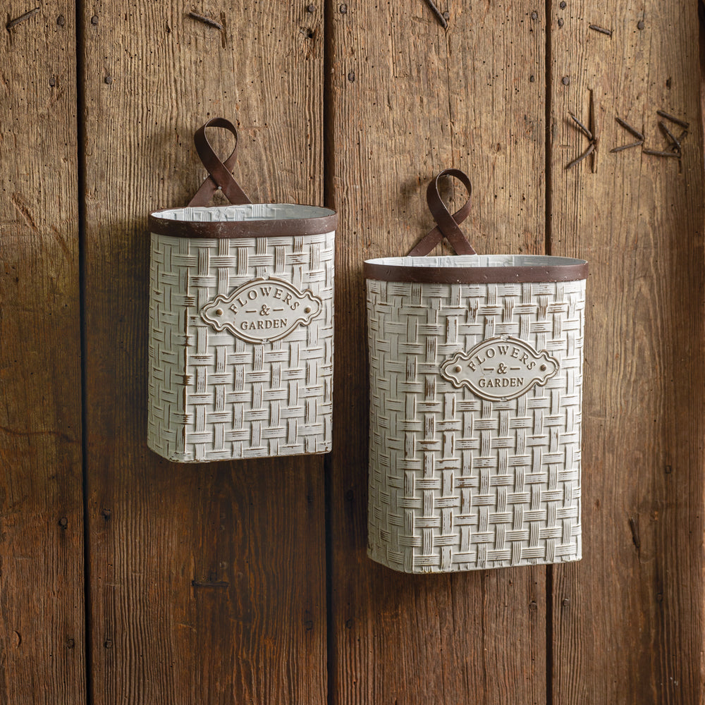 Basket Weave Hanging Buckets (S/2)